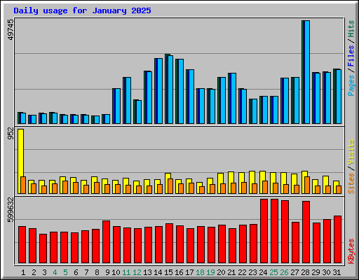 Daily usage for January 2025